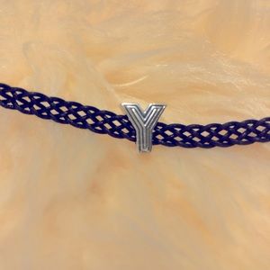 Authentic pandora black choker and a Y pendant